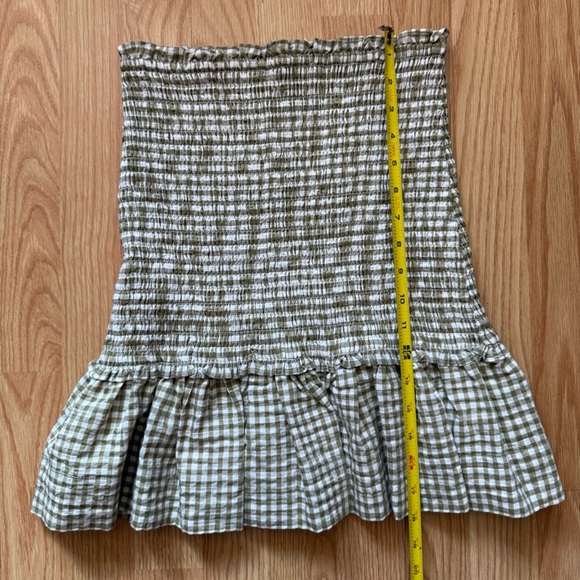 NWOT VERONICA BEARD Jeans Aloya Smocked Cotton Blend Miniskirt Large Gingham XS - Picture 5 of 7